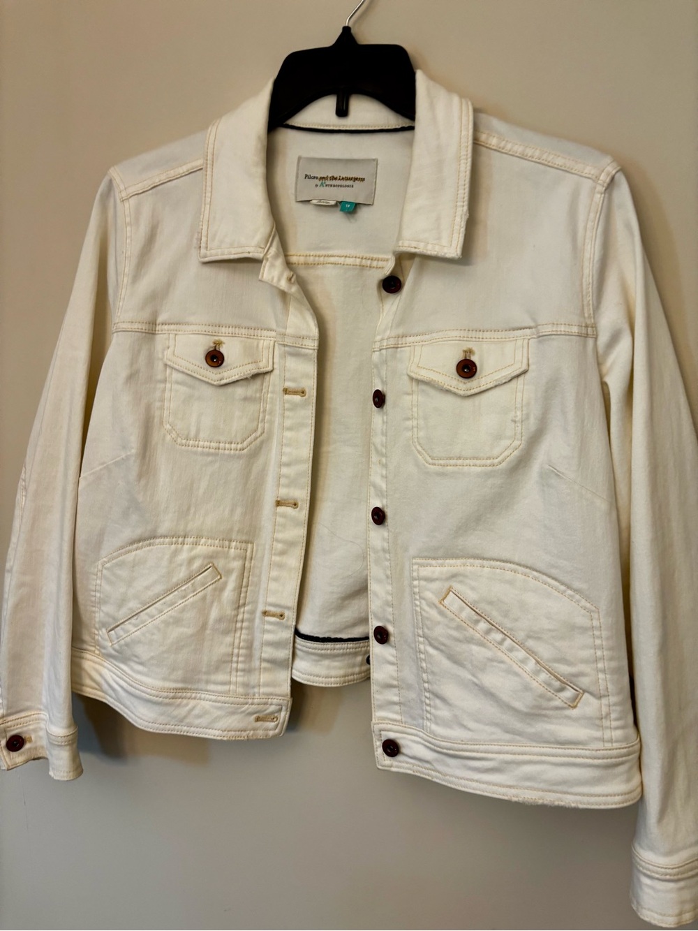 Pilcro and the Letterpress Cream Denim Jacket with Button Front